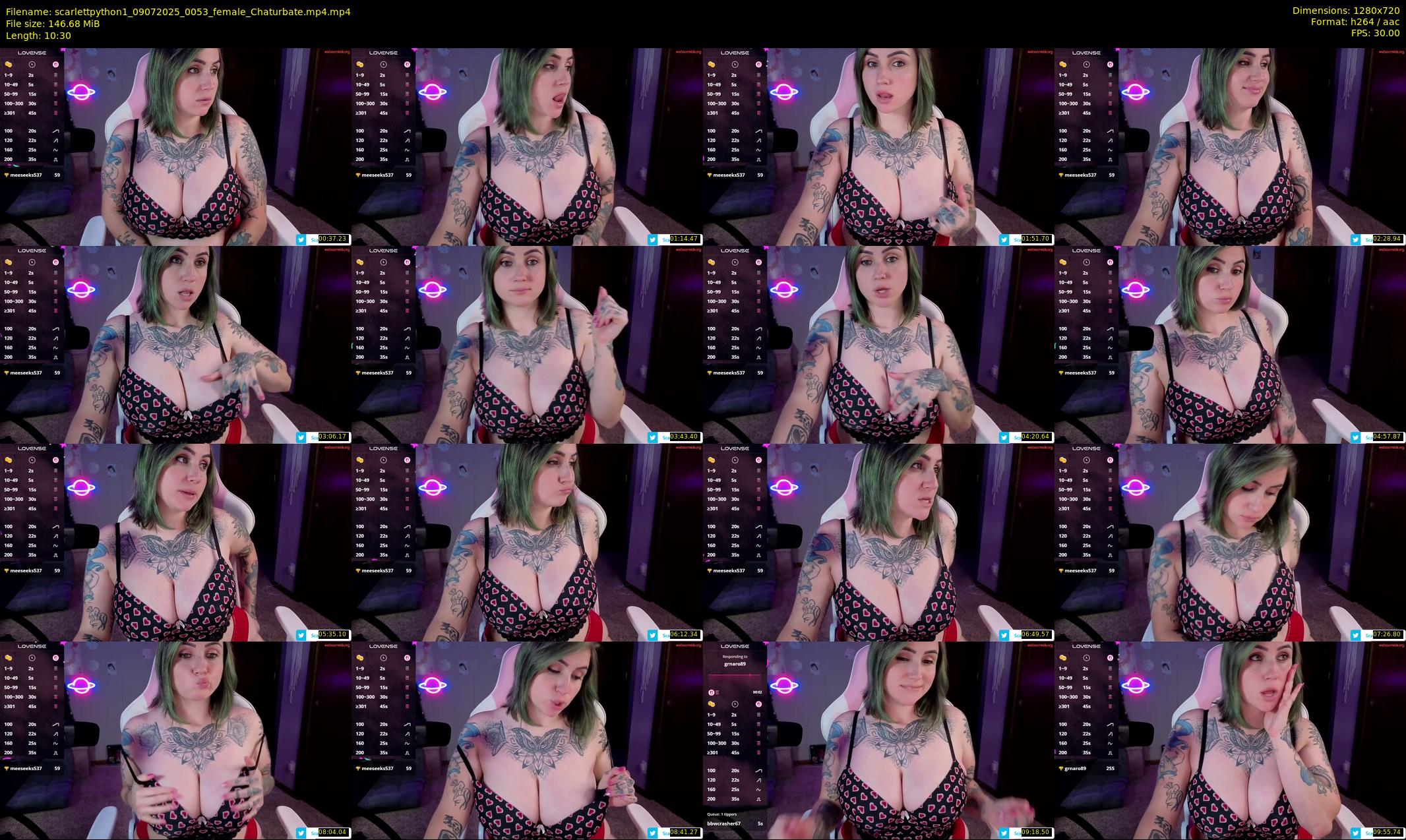 scarlettpython1 — 11 minute Chaturbate Female cam show, Jul 8, 2025
